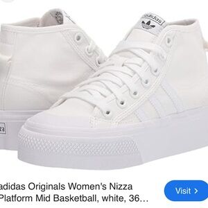 Adidas Originals Women's Nizza Platform Mid Basketball Shoes - White